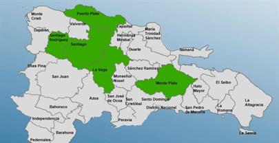 COE eleva a cinco las provincias en alerta verde por una vaguada frontal