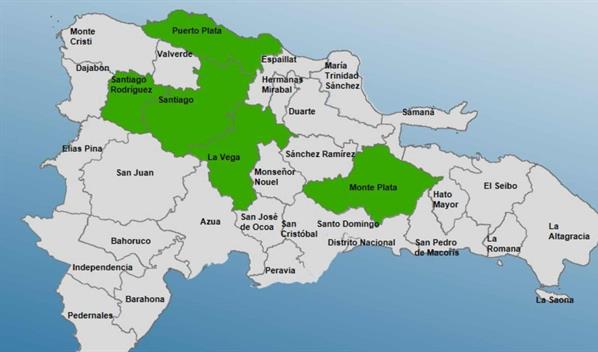 COE eleva a cinco las provincias en alerta verde por una vaguada frontal