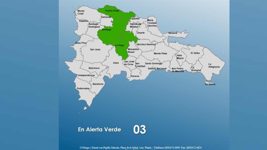 El COE emite alerta verde para Santiago, La Vega y Puerto Plata por fuertes lluvias