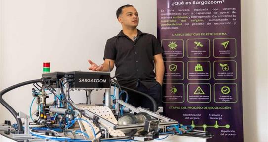 Joven dominicano crea una embarcaci&oacute;n aut&oacute;noma para enfrentar el sargazo en las playas