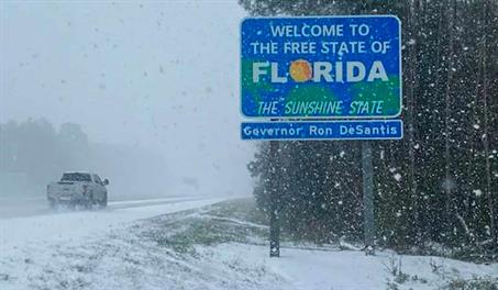 Noroeste de Florida registra nevadas poco frecuentes por las bajas temperaturas