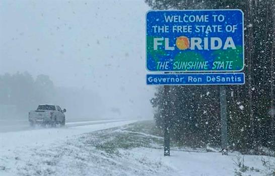 Noroeste de Florida registra nevadas poco frecuentes por las bajas temperaturas