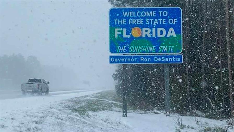 Noroeste de Florida registra nevadas poco frecuentes por las bajas temperaturas