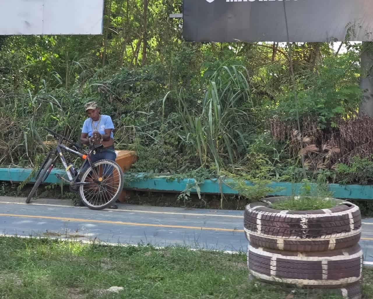 Un usuario de la ciclovia de Sabtiago.