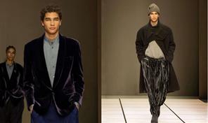 El modelo dominicano Juanel Hern&aacute;ndez desfila para Giorgio Armani en Mil&aacute;n
