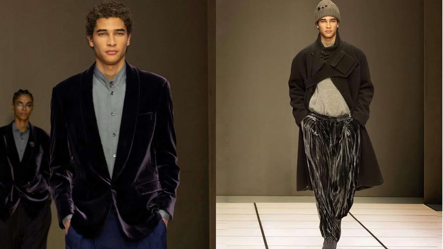 El modelo dominicano Juanel Hern&aacute;ndez desfila para Giorgio Armani en Mil&aacute;n