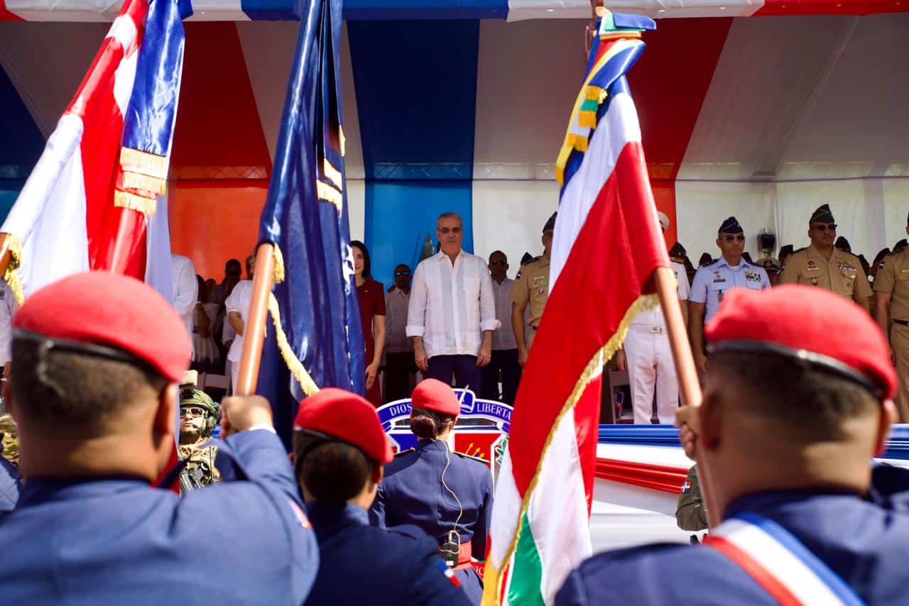 Desfile cívico-militar y policial en conmemoración del 213 aniversario del natalicio de Juan Pablo Duartem el 26 de enero de 2026 en San Francisco de Macorís, provincia Duarte.