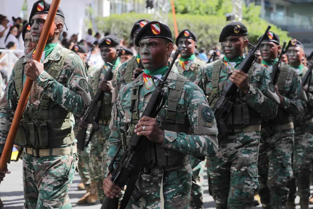 Desfile cívico-militar y policial en conmemoración del 213 aniversario del natalicio de Juan Pablo Duartem el 26 de enero de 2026 en San Francisco de Macorís, provincia Duarte.
