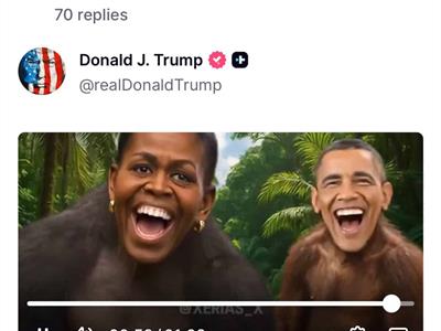 Trump no pedirá disculpas por video de los Obama como simios