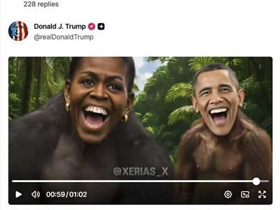 Trump no pedirá disculpas por video de los Obama como simios