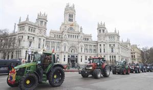 Unos 1,500 agricultores y 348 tractores protestan en Madrid contra Mercosur y la PAC