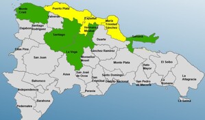 Espaillat, Puerto Plata y Mar&iacute;a Trinidad S&aacute;nchez en alerta amarilla; cinco provincias en verde