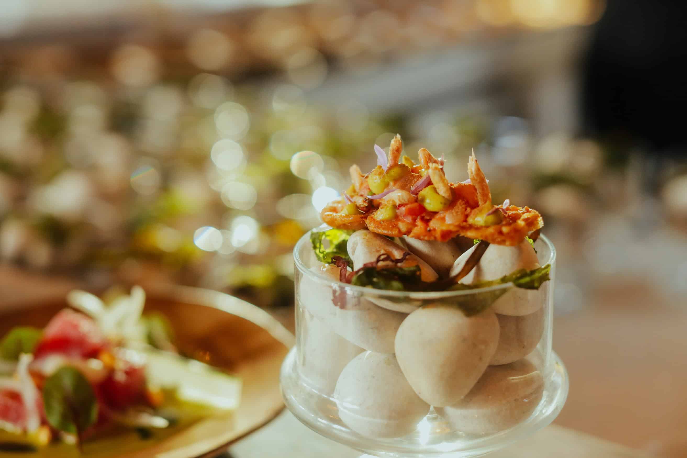 Tortita de Gamba con mayonesa acevichada.