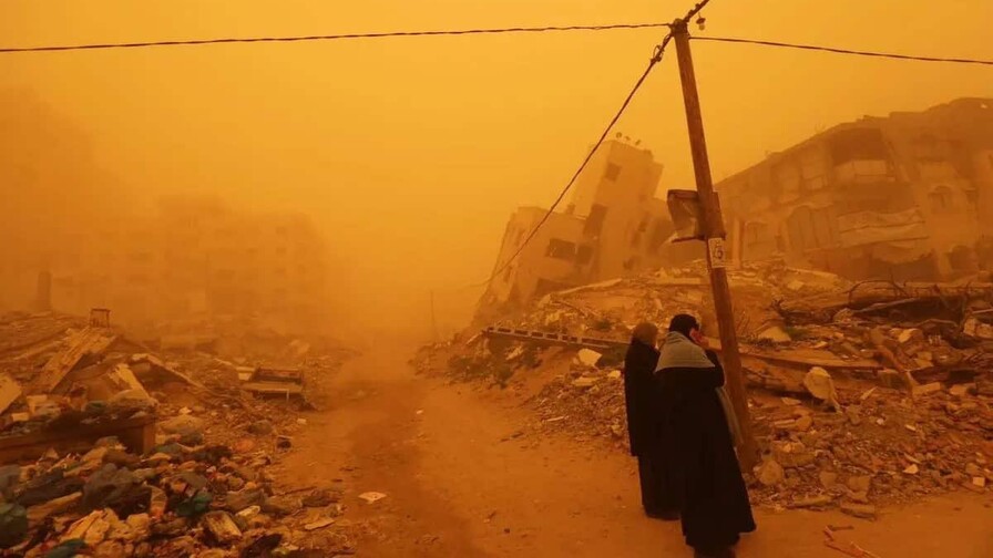Una fuerte tormenta de arena azota Gaza agravando situaci&oacute;n de desplazados por conflicto
