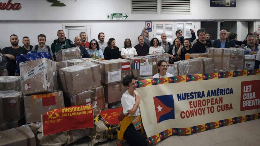 Arriba a Cuba primera delegación del Convoy Nuestra América con ayuda humanitaria