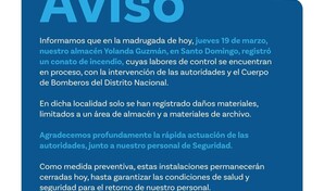 Incendio afecta almac&eacute;n del Banreservas en el Distrito Nacional