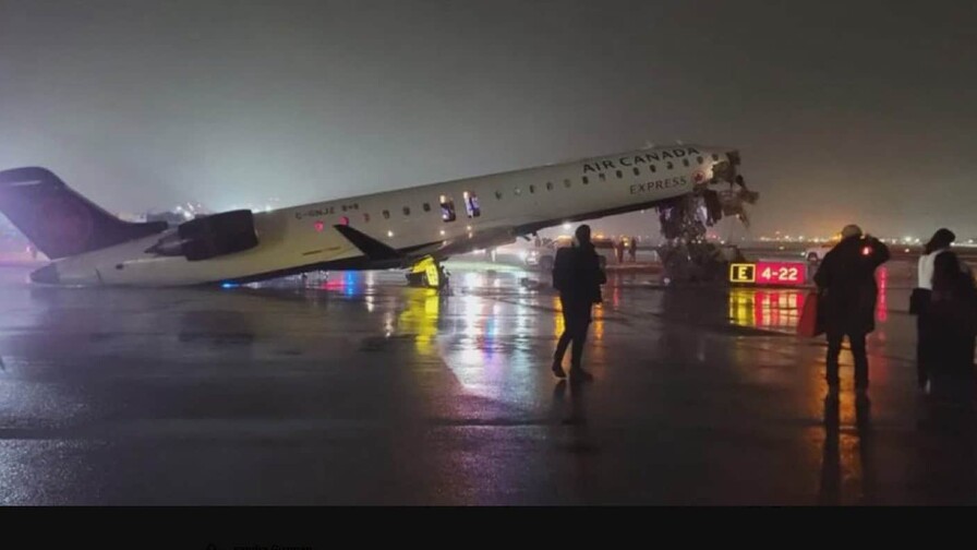 Avión de Air Canada y un camión de bomberos chocan en aeropuerto LaGuardia en Nueva York