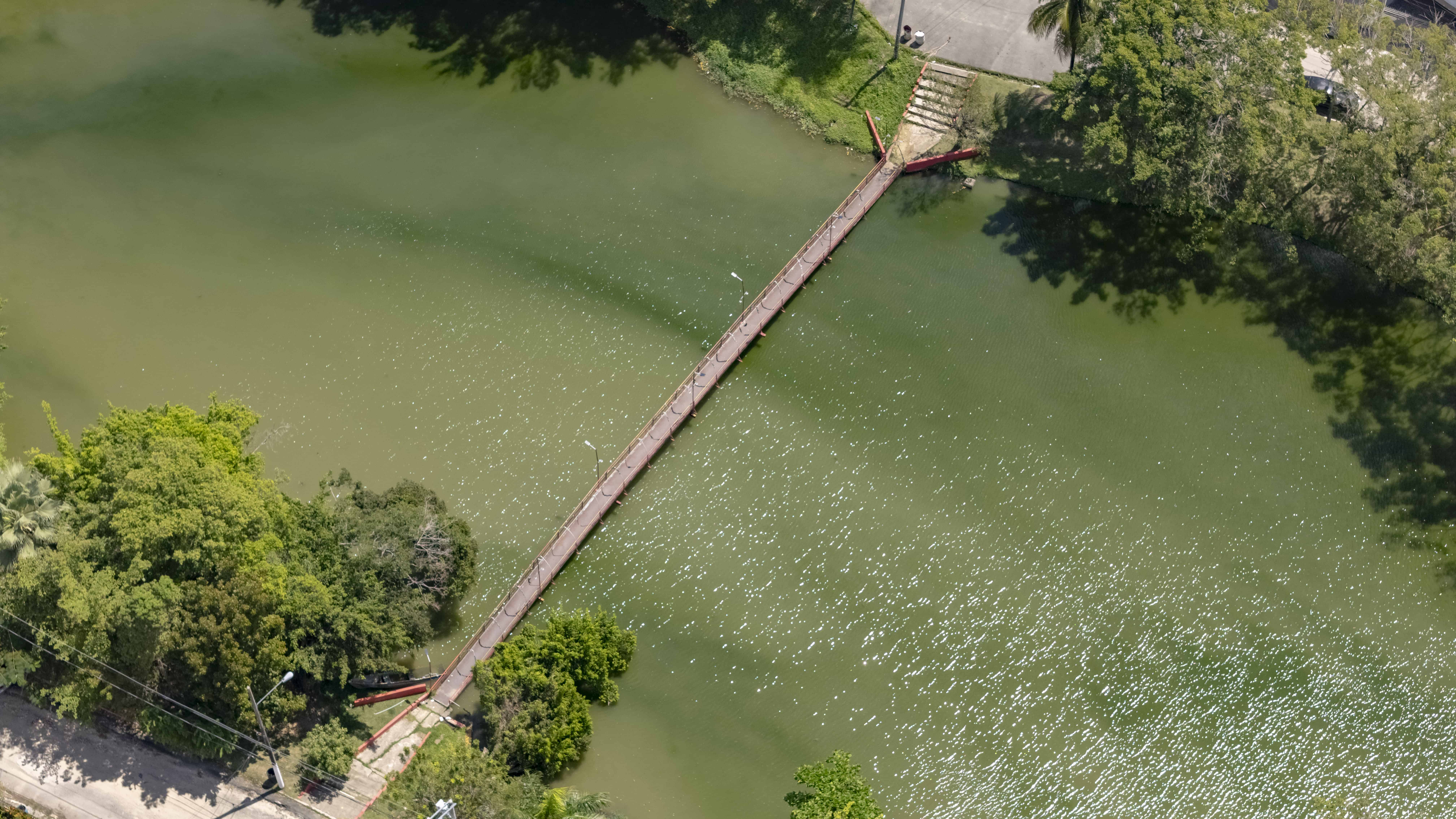 El puente que utilizan para hacer fotografia o o estar en contacto mas cerca con la laguna.