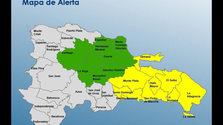 El COE emite alerta amarilla para nueve provincias y mantiene ocho en verde por vaguada