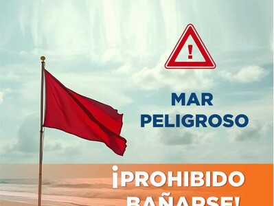 Defensa Civil de Puerto Plata coloca bandera roja por oleaje peligroso