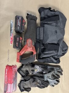 Herramientas confiscadas a los ladrones.