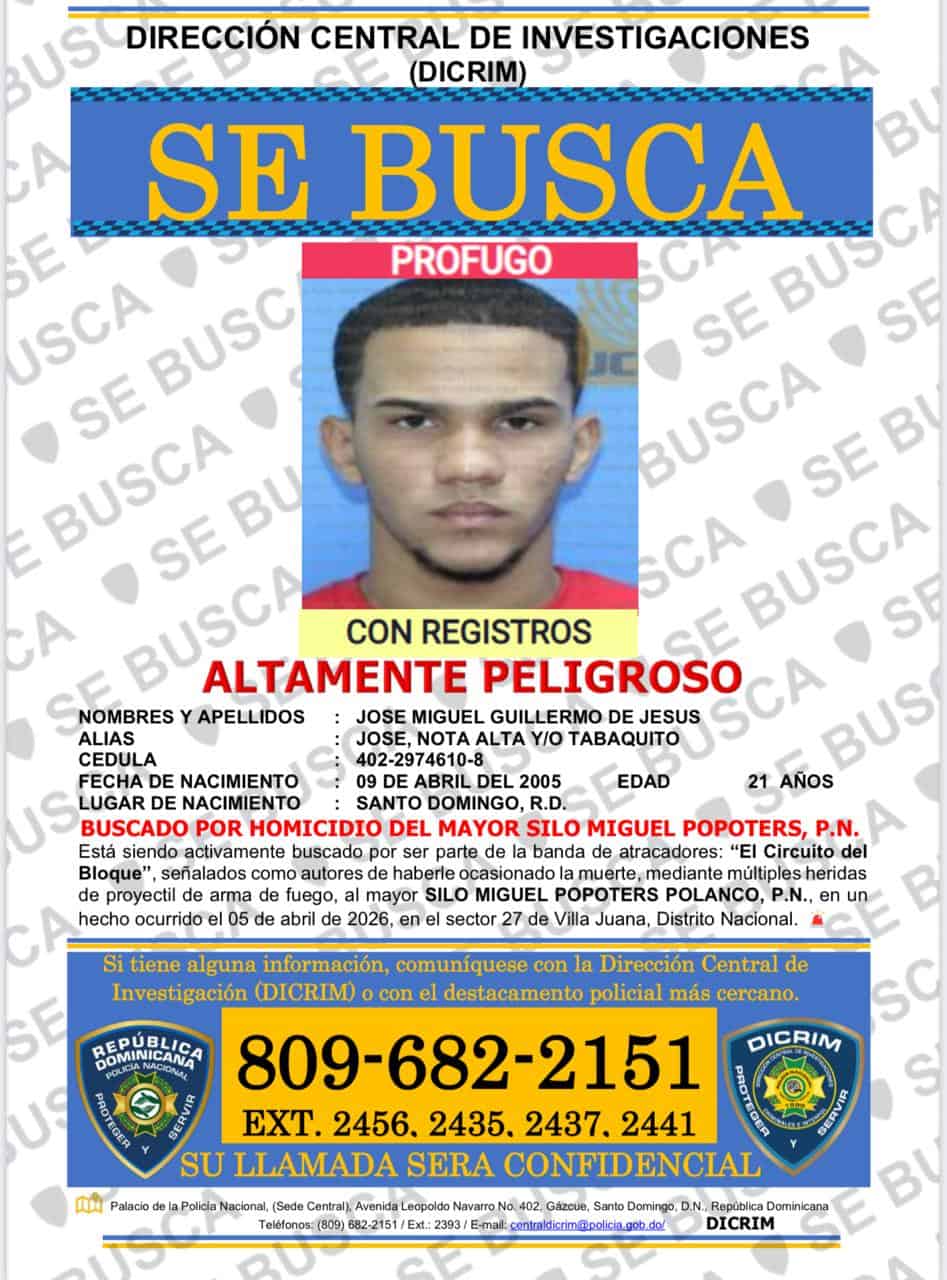 José Miguel guillermo de Jesús, de 21 años.