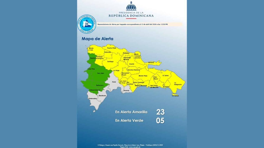 COE suma a San Juan, Dajabón, Independencia, Elías Piña y Bahoruco a alerta verde por lluvias COE suma a San Juan, Dajabón, Independencia, Elías Piña y Bahoruco a alerta verde por lluvias