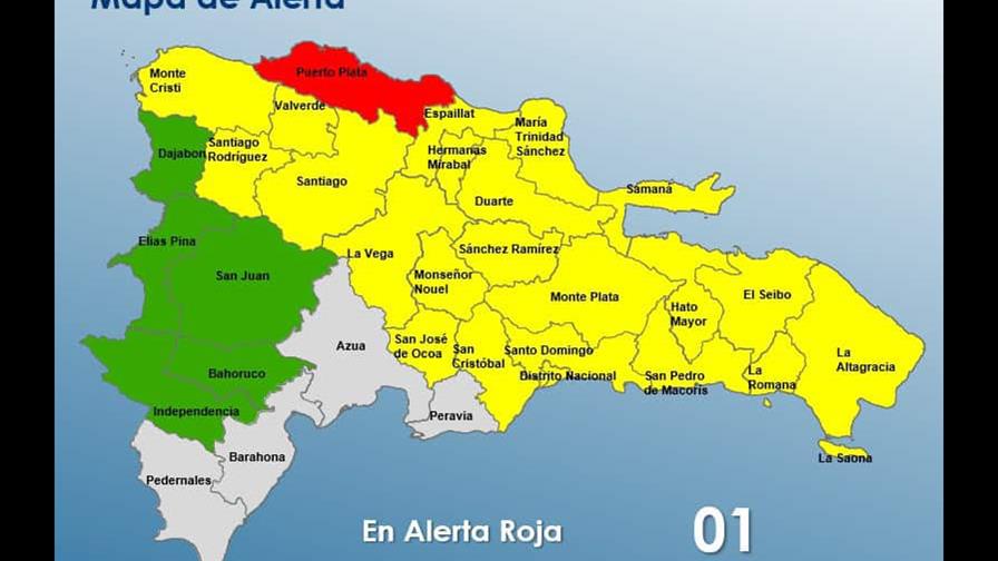 El COE coloca a Puerto Plata en alerta roja; el Gran Santo Domingo está en amarilla