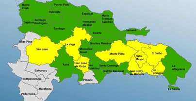 Disminuyen a ocho las provincias en alerta amarilla y aumentan a 17 en verde