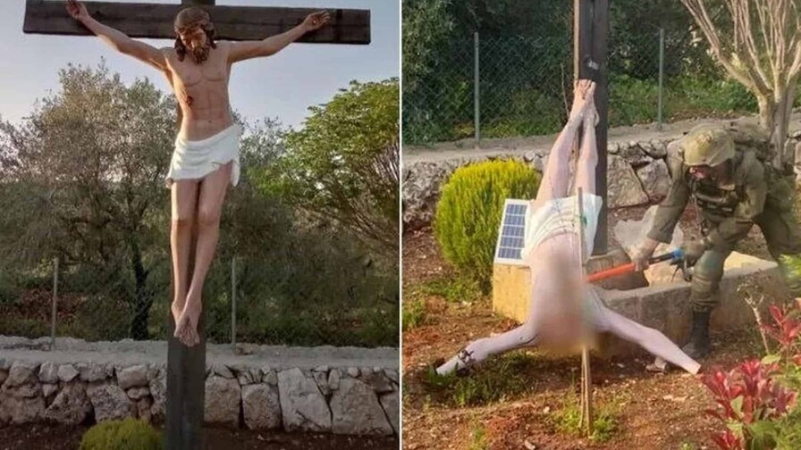 Un soldado israel&iacute; destroza a martillazos estatua de Cristo en L&iacute;bano, Netanyahu condena la acci&oacute;n