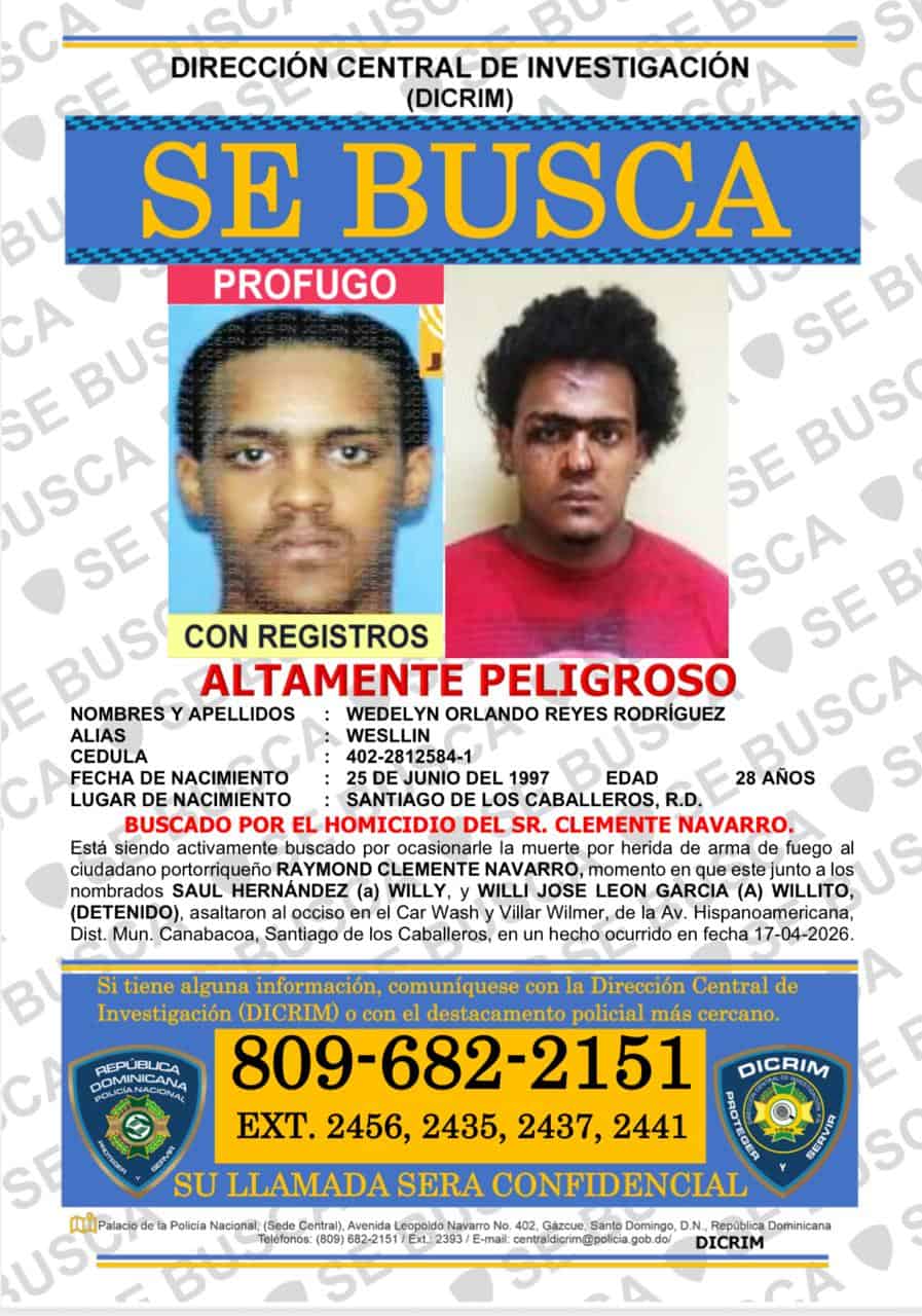 El buscado&nbsp; Wedelyn Orlando Reyes Rodr&iacute;guez, alias "Wesllin".