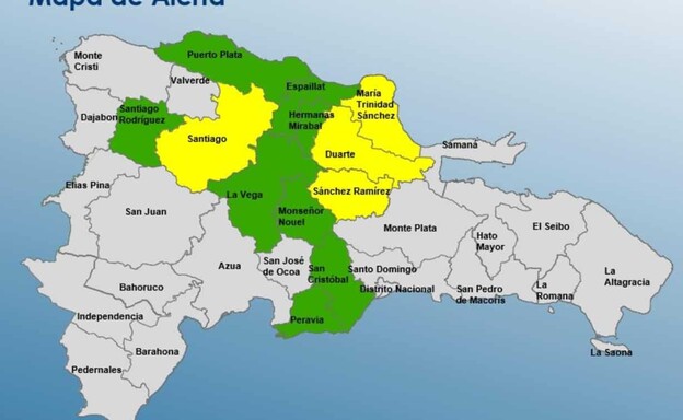 COE aumenta a cuatro las provincias en alerta amarilla y mantiene ocho en verde por vaguada