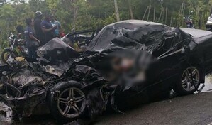 Un hombre durante accidente de tr&aacute;nsito en Hig&uuml;ey