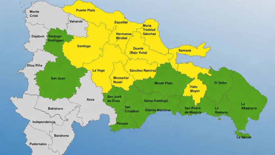 El COE mantiene 11 provincias en alerta amarilla y 11 en verde por efectos de vaguada
