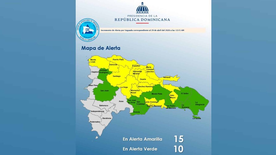 El Gran Santo Domingo y otras provincias en alerta amarilla por efectos de vaguada