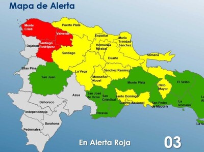 Montecristi, Valverde y Santiago Rodríguez en alerta roja por lluvias