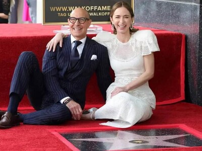 Emily Blunt y Stanley Tucci reciben estrella en Paseo de la Fama