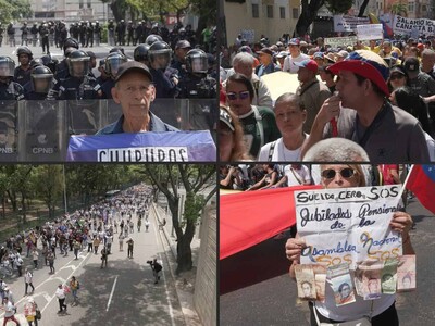 Trabajadores venezolanos protestan en Caracas tras aumento salarial