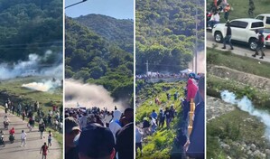 Manifestaci&oacute;n contra miner&iacute;a en San Juan termina con bombas lacrim&oacute;genas, chorros de agua y heridos
