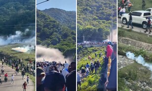 Manifestaci&oacute;n contra miner&iacute;a en San Juan termina con bombas lacrim&oacute;genas, chorros de agua y heridos