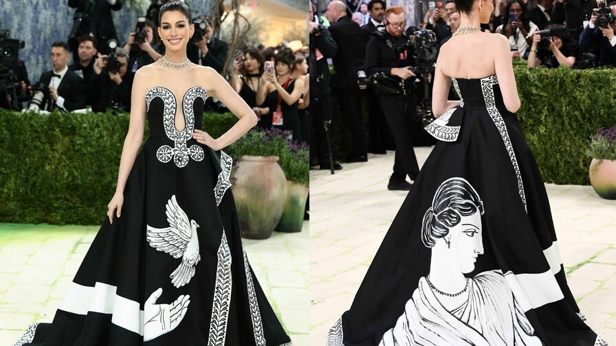 El arte y la elegancia de Anne Hathaway destacan en la Met Gala 2026