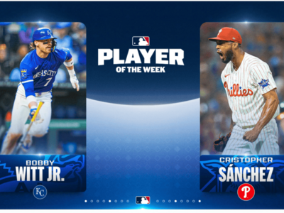 MLB: Cristopher Sánchez y Bobby Witt Jr. ganan jugador semana