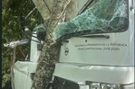 Tres estudiantes y chofer de autob&uacute;s escolar resultan heridos en accidente en Boca del Yuma