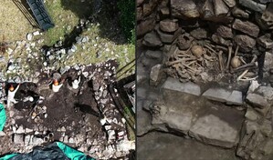 Hallan tumba con restos humanos y ofrendas ceremoniales en sitio preinca Ku&eacute;lap en Per&uacute;