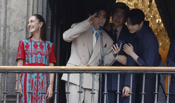 BTS lanza detr&aacute;s de c&aacute;maras de su visita en Palacio Nacional en M&eacute;xico