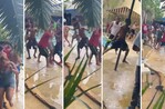 Pelea a botellazos y trompadas en parque acuático de Santiago Oeste deja varios heridos