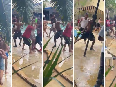 Pelea a botellazos en parque acuático de Santiago Oeste deja