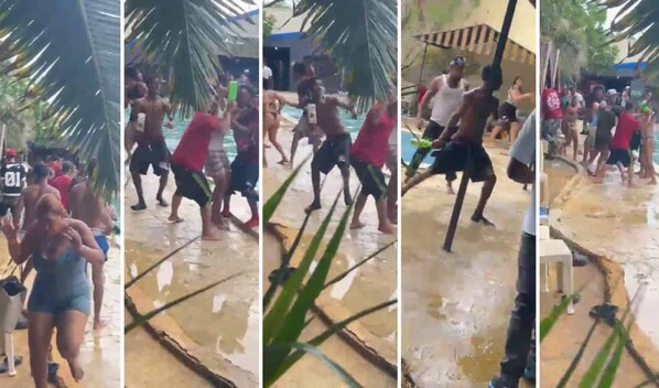 Pelea a botellazos y trompadas en parque acu&aacute;tico de Santiago Oeste deja varios heridos