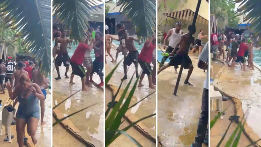 Pelea a botellazos y trompadas en parque acuático de Santiago Oeste deja varios heridos Pelea a botellazos y trompadas en parque acuático de Santiago Oeste deja varios heridos