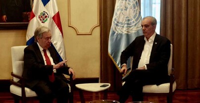 Luis Abinader se re&uacute;ne con el secretario general de la ONU en el Palacio Nacional